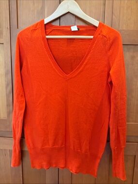 J. Crew Bright Orange V-Neck Sweater